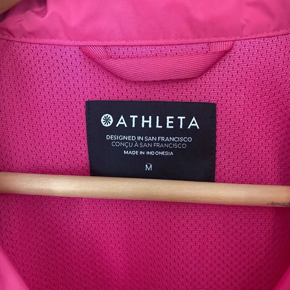 Athleta Westerly Rain Wind Jacket Womens Size Medium Hot Pink Barbiecore Active - Picture 6 of 7